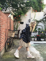 デイリーヴィンテージフード付きチェックシャツ