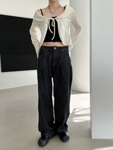 ラッフルカラーカーディガン/Ruffle collar cardigan (3color)