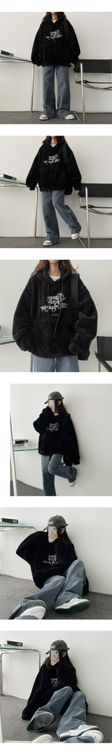 [BoA's wool lining!] Deer Jasoo BoA's wool boxy hoodie