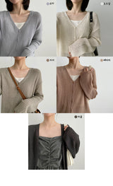 ペッパーリネンリブドニットカーディガン / Pepper Linen Ribbed Knit Cardigan