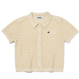 MONO CHERRY NET KNIT SHORT CARDIGAN [IVORY]