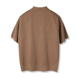 BUTTON UP HALF SLEEVE PIQUE CARDIGAN BROWN (6566843056246)