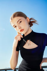 [SET] HIDE Chain Crop Top (Black) (6570965172342)