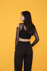 ショルダーメッシュクロップTシャツ / TOP(7807) Shoulder Mesh Crop Tee