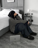 No.0363 st KNIT hood warmer zip-up (3color)