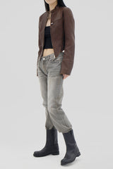 ピグメントウォッシュドレザージャケット / Pigmented Washed Leather Jacket - Brown