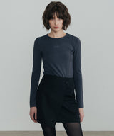 Cut stitch long sleeve T-shirt_Charcoal
