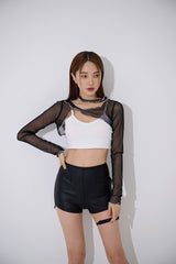 チョーカー シースルー クロップトップ / TOP(9370) Choker See-through Crop