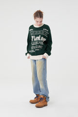 ドゥードゥルチェリーピクセルグラフィックニット／DOODLE CHERRY PIXEL GRAPHIC KNIT [DARK GREEN]