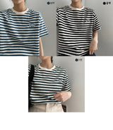 a sco刺繍ストライプショートスリーブシャツ / a sco-embroidered striped short-sleeved shirt