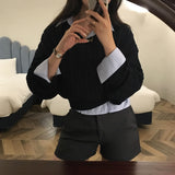 [BELLIDE MADE] Ed loose fit stripe cropped shirt