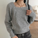 Baba Twisted Bolero Square Neck Long Sleeve Knit