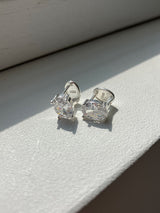 [92.5silver] oval cubic one-touch earrings