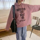 Whatever Napping V-Neck Boxy Lettering Hoodie T-Shirt