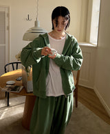 ニットピグメントフードジップアップ / Kint pigment hood zip-up (3 color)
