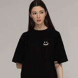 スモールマルチフラワードローイングショートスリーブTシャツ / Small Multi-Flower Drawing Smile Short-Sleeved T-shirt