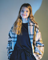 OVERSIZE WOOL CHECK ROBE COAT (Beige) / オーバーサイズウールチェックローブコート
