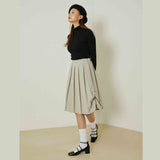 エボニーシャーリングタートルネックトップ/Ebony shirring turtleneck top (black)