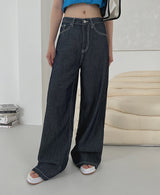 リネンローワイドパンツ/no,1048 linen raw wide pants