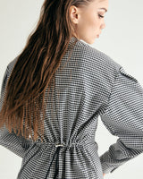 MOCK NECK STRING MINI ONEPIECE - HOUND TOOTH BLACK (6635994906742)