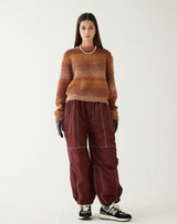 グラデーションクロップセーター/GRADATION CROP SWEATER BROWN ORANGE