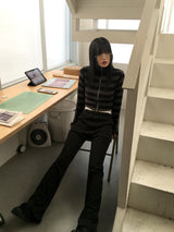 Chipo ストライプブラッシュクロップジップアップ