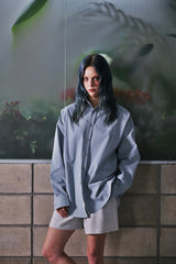 EARTH-COLOR PLEATS SHIRT (Cloudy Sky) / アースカラープリーツシャツ