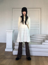 [MADE] Flute Ribbon Strap Punching Wave Knit Dress