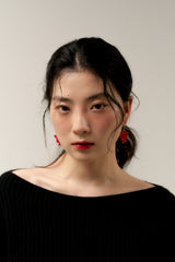 raspberry earring - red