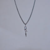 Toggle Bar Cubic Triangular Ball Choker Necklace