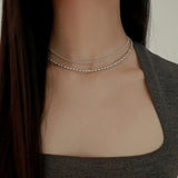 シルバーテニスネックレス / silver tennis necklace (yellow gold plated / platinum gold plated)