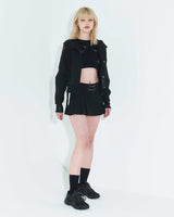 プリーツロゴテープミニスカート / Pleated Logo-Tape Mini Skirt _ Black