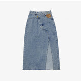 Crew Unbalanced Denim Long Skirt (6600188002422)