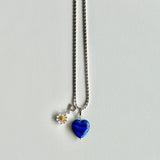 グラスハートネックレス/GLASS HEART NECKLACE(BLUE)