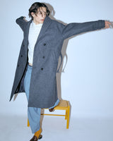 UNISEX BELTED WOOL DOUBLE COAT M - SHARKSKIN DARK GRAY (6636059328630)