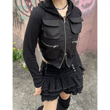 クロップドツーウェイカーゴフードジップアップ / Cropped Two-Way Cargo Hood Zip-Up