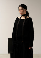long satin scarf - black