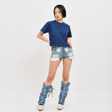 MOMS FAVORITE FIT CROP T-SHIRT NAVY