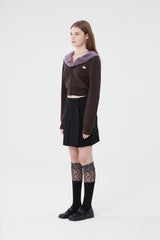 スモールチェリーエコファークロップ丈カーディガン／SMALL CHERRY ECO FUR CROP CADIGAN [BROWN]