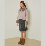 ポッシュショートコート / Posh short coat (pink gray)