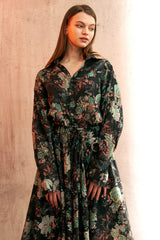 "PRE-ORDER 4/16~" VINTAGE FLOWER DROP-SHOULDER SHIRT (Black) (6546128928886)