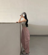 ボタンバンディングストリングカーゴパンツ