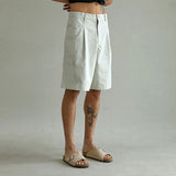 タックバミューダパンツ/TUCK BERMUDA PANTS (LIGHT BEIGE)