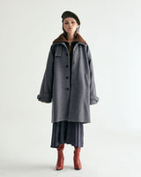 UNISEX WOOL RAGLAN HIDDEN COAT W - TWILL GRAY (6636060770422)