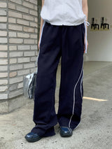 ナイロン配色ロングワイドスパントレーニングパンツ/marinet nylon coloring long wide spandex training pants