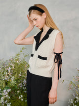 ダブルカラーケーブルニットベスト / Double collar Cable Knit Vest