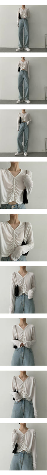 レブドシャーリングプリーツボタンカーディガン / Lebed shirring pleats button cardigan