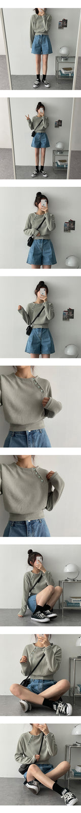 ダイアゴナルボタンロングスリーブTシャツ / diagonal button long-sleeved T-shirt