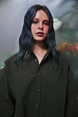 EARTH-COLOR PLEATS SHIRT (Dense Forest) / アースカラープリーツシャツ