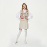 WAVE FLOWER JAQUARD KNIT VEST_BEIGE (6610817482870)
